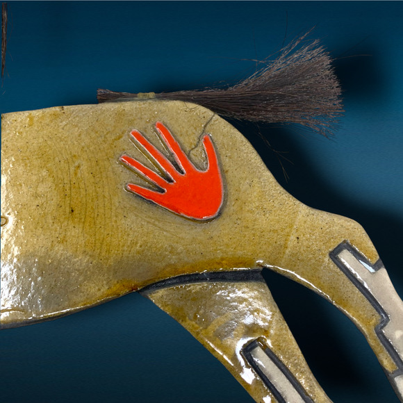 Vintage 1995 Native American Pawnee Austin Real Rider Sioux Pony Pottery Decor - Picture 3 of 8